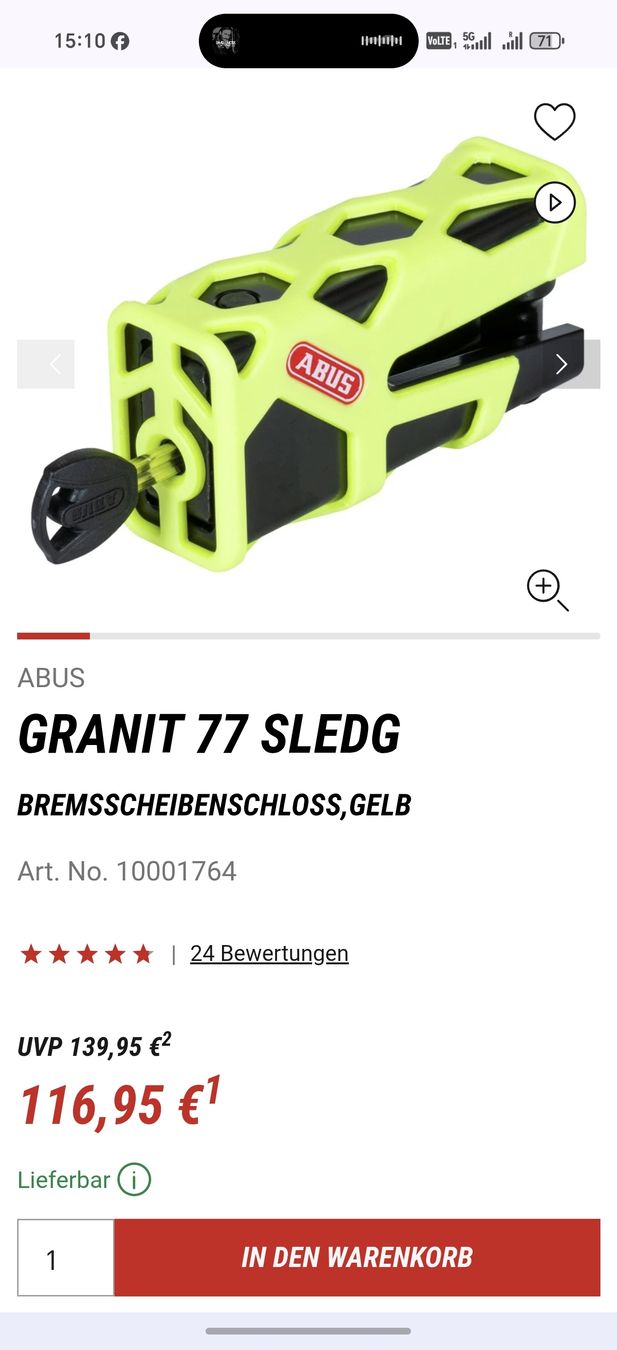 Abus Lucchetti: Abus Granit Sledg 77 Bremsscheibenschloss – Usato da Büsserach venduto da mis_fg52 2