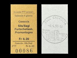 Casaccia Sils Segl Maria Postauto Edmondsonsches Billett