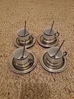 Vintage Espresso-/Mokka-Set Monopoli Porzellan & 95% Zinn