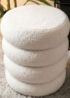 Hocker rund Teddy-Stoff weiss