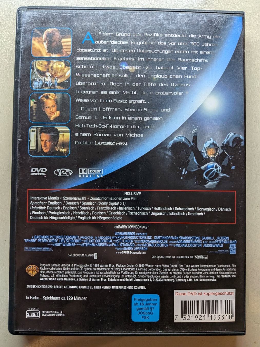 Alle DVDs: "Sphere" mit Dustin Hoffman & Sharon Stone [DVD] – Gebraucht aus Port von gecotom 1