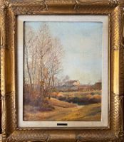 Dipinto antico, olio su tavola, Paesaggio, Alfonso Corradi