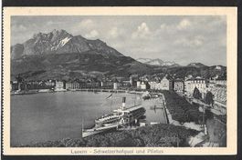 Luzern Schweizerhofquai mit Dampfschiff