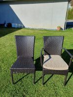 Gartenstühle aus Polyrattan braun mit Sitzkissen 6Stk