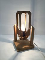Tischlampe aus Holz geometrisches Design gebraucht