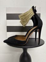 Aquazzura Hello Lover Pumps Gr. 39 Schwarz Gold spitz