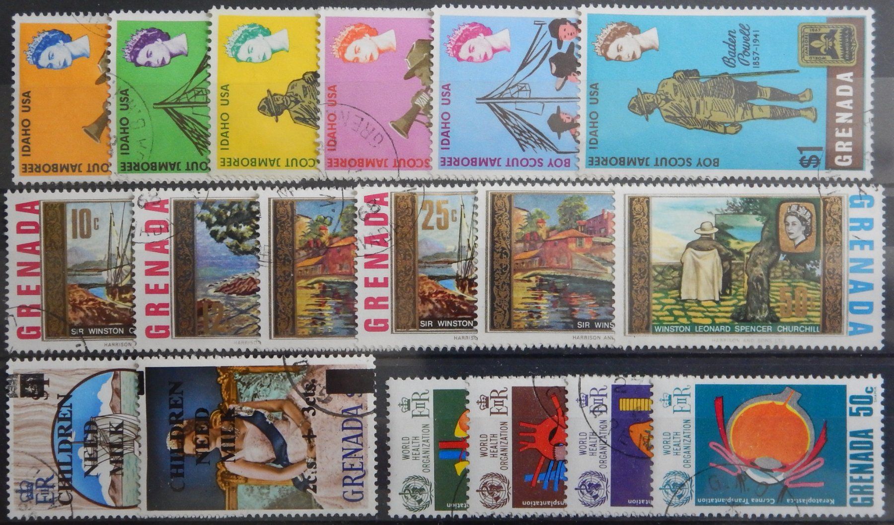 Tutti i francobolli: Grenada British ex. Kat. 256-296 gest. 1968 – Usato da Zürich venduto da Muehlekauf