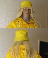 NEU Gelber weiss getupfter Lackhut Regenhut von Toutacoo 58