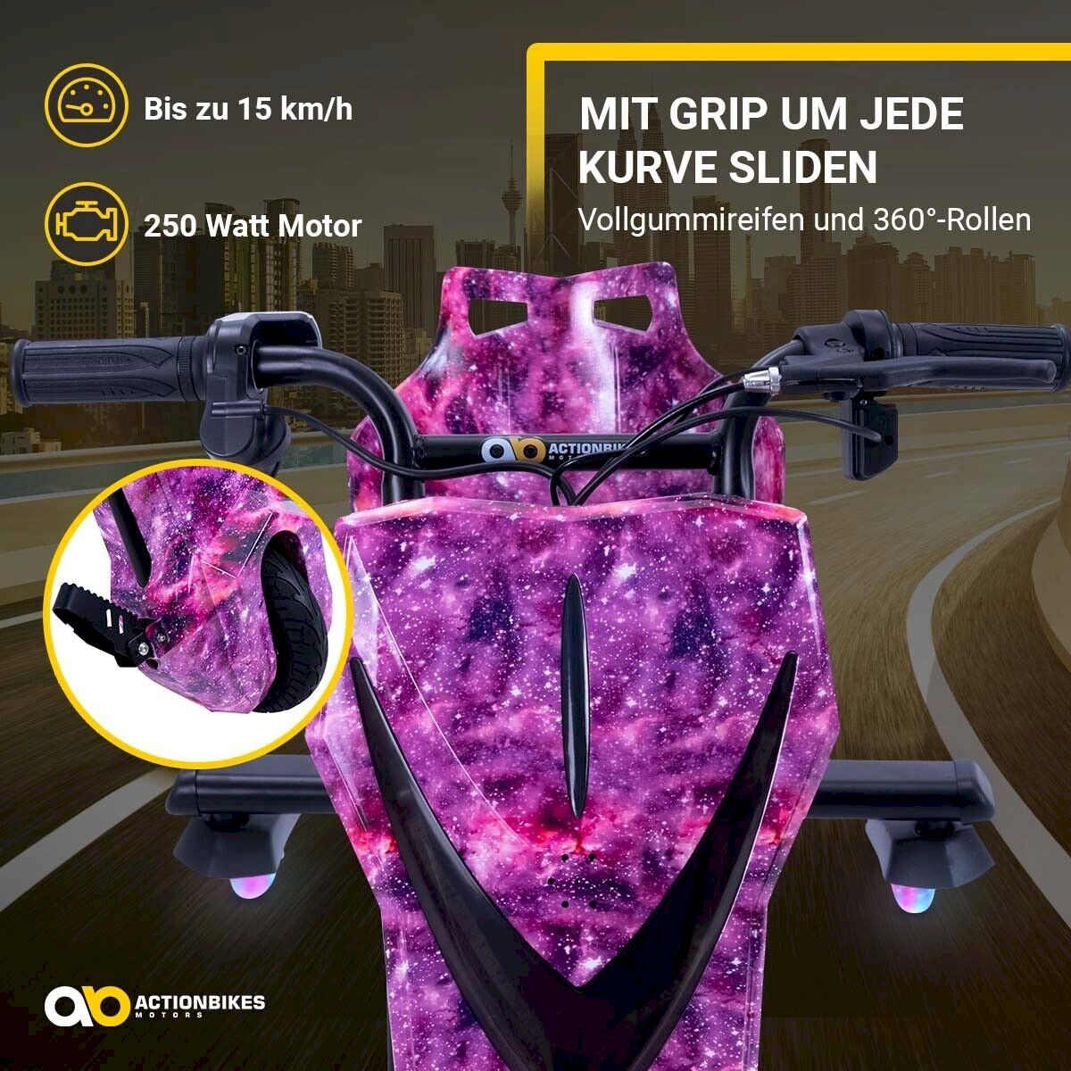 Veicoli per bambini: Elektro-Drift-Trike Space Purple – Nuovo e nell'imballaggio originale da Bottighofen venduto da zaap 5