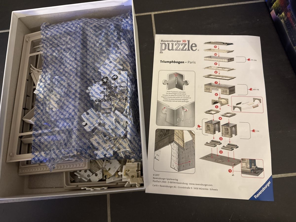 Ravensburger Puzzle: Ravensburger 3D Puzzle Arc de Triomphe, Paris, 216 Teile – Usato da Oberweningen venduto da Jogi2 2
