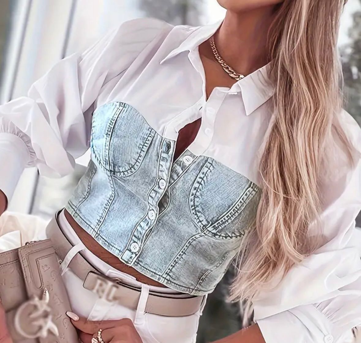 Camicette: Camicetta con jeans top-particolare M/L-nuova – Nuovo e nell'imballaggio originale da Gordevio venduto da LanaZimm 2
