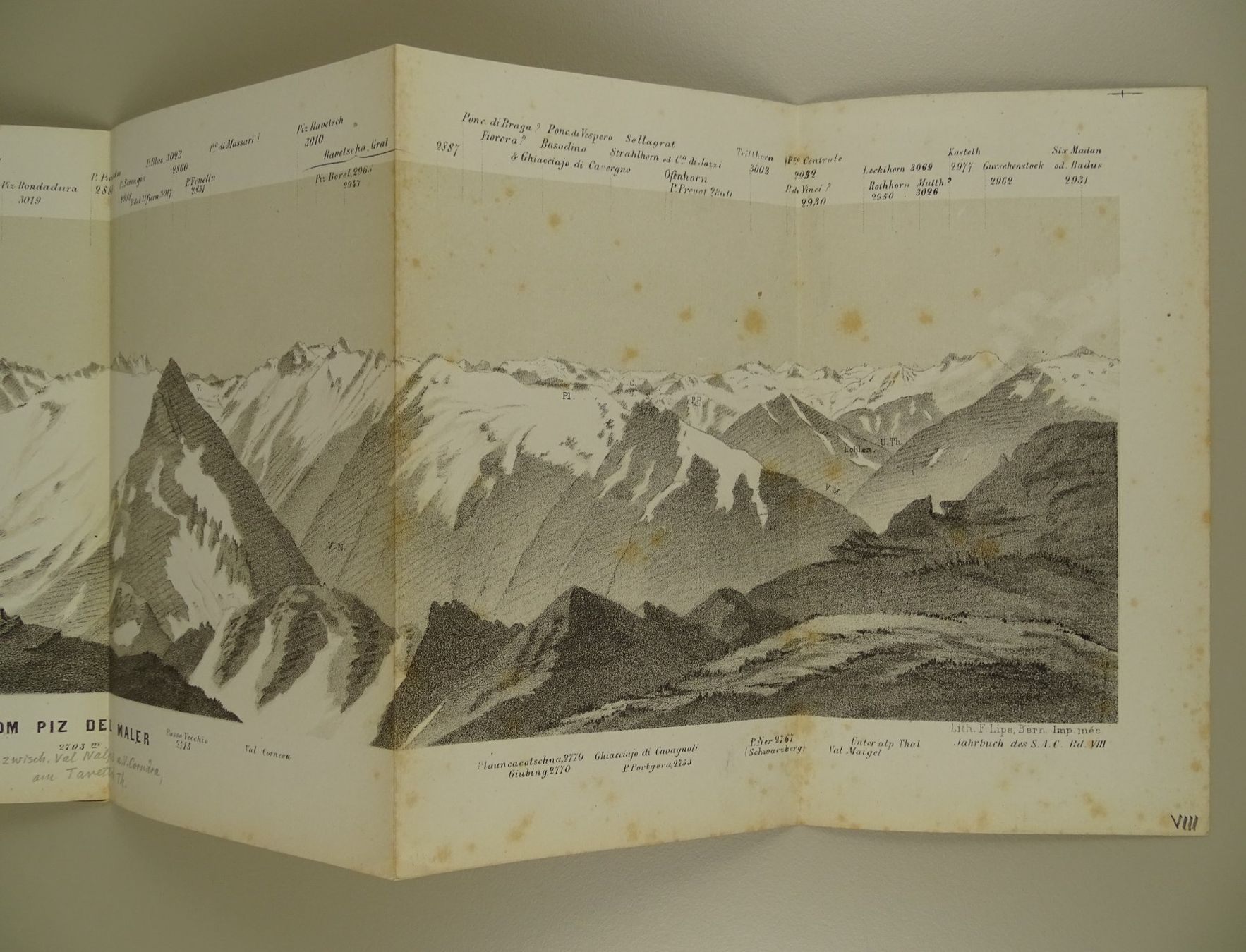 Stiche: VOM PIZ DEL MALER, PANORAMA 1872 – Gebraucht aus Grüningen von Kartensammler 2