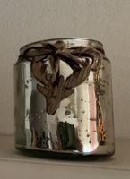 Windlicht Glas mit Hirsch-Motiv, Bauernsilber