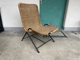Mid Century Dirk van Sliedregt Rattan Lounge Chair Bauhaus