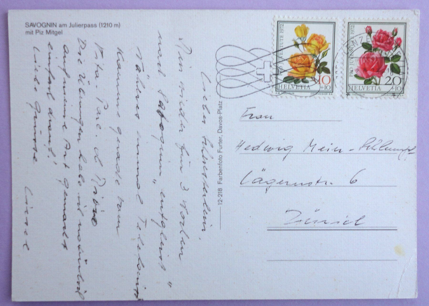 Cartoline postali: Savognin am Julierpass – Difettoso da Fétigny venduto da Billy2miny 1