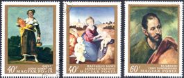 UNGARN 3 MARKEN GEMÄLDE GESTEMPELT 1968 - H600