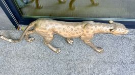 Bronzeskulptur Gepard lebensgroß, Gold, Raubkatze Deko