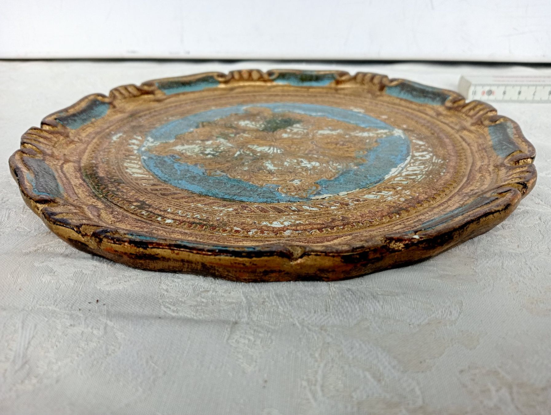 Piatti di portata: Florentiner Platte Tablett Gold - Bleu vermutlich Holz – Usato da Oberdorf BL venduto da Barocki888 6