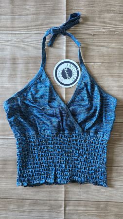 ​🏷️ ANTI-FLIRT Paris Neckholder Top (2) Metallic Blau