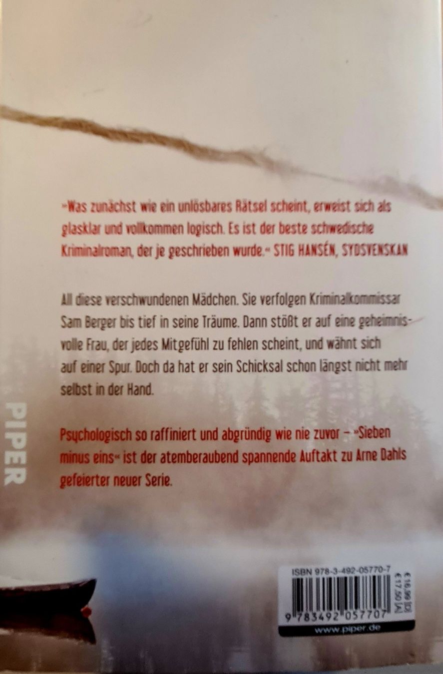 Libri: Arne Dahl "Sieben Minus eins" – Usato da Islikon venduto da EFH651 1