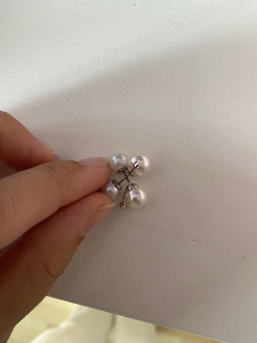 Ohrringe & -stecker: Perlen Ohrstecker mit Zirkonia silberfarben – Gebraucht aus Hünenberg von a.u.849 4
