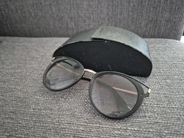 Sonnenbrille Prada mit Etui Schwarz Gold guter Zustand
