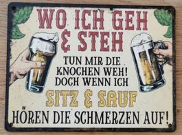 SITZ UND SAUF BIER - Holzschild  (neu/OVP)