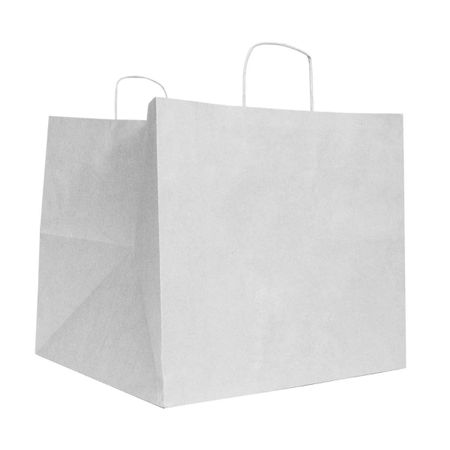 Papier-Tragtaschen (weiss) mit quadratischem Boden (Pizza)