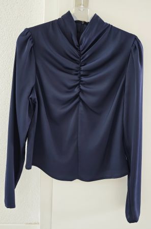 Elegantes dunkelblaues Samtblusenkleid Gr. S