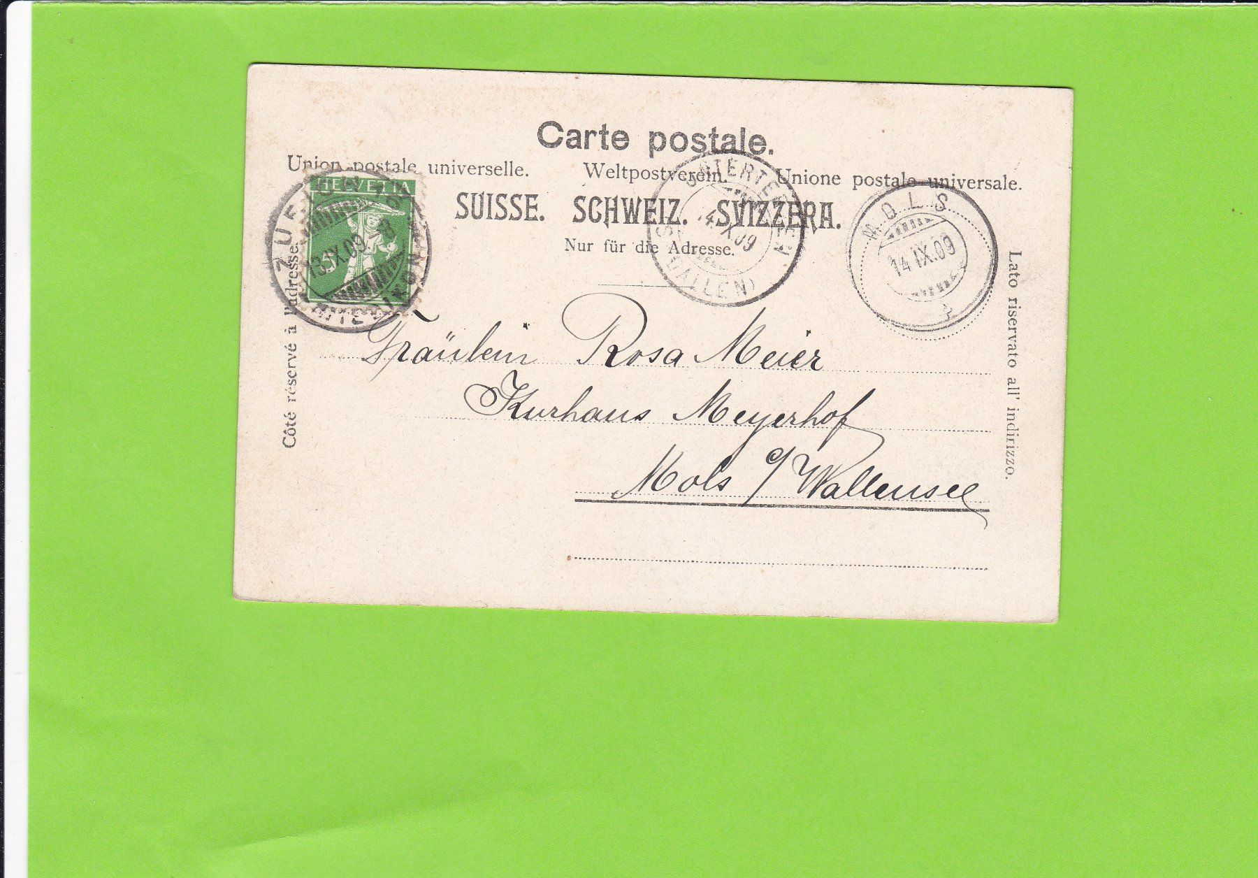 Cartoline postali: Zürich--1909 – Usato da St. Peterzell venduto da neckertal 1