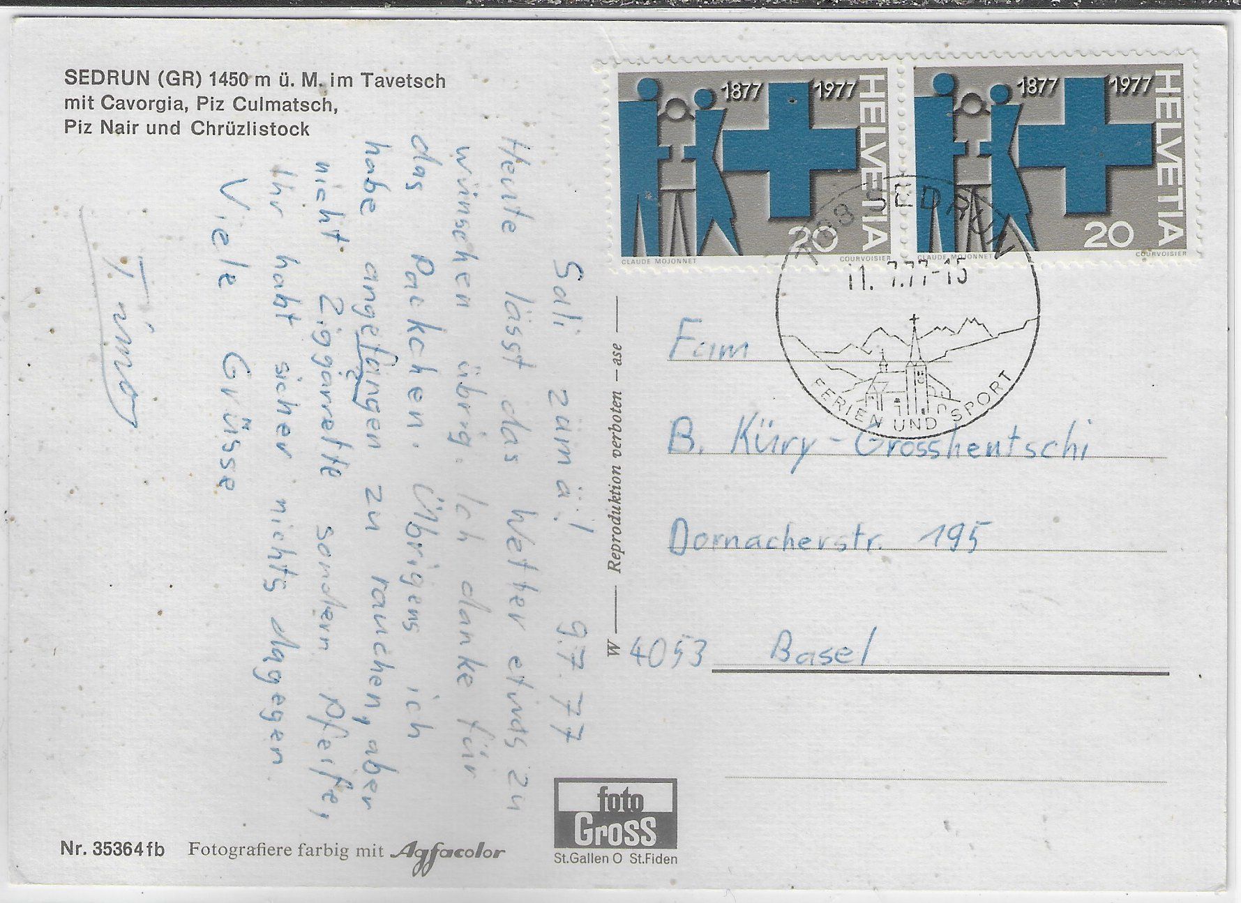 Cartoline postali: Sedrun im Tavetsch – Usato da Ettingen venduto da Kartenplanet 1