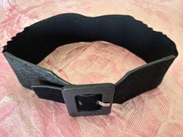 Stylish Vintage Black Belt with Elastic and Buckle