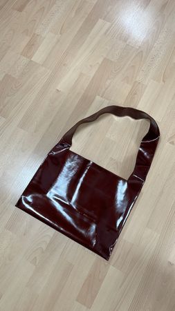 The New Studio Burgundy Patent Leather Shoulder Bag, Y2K
