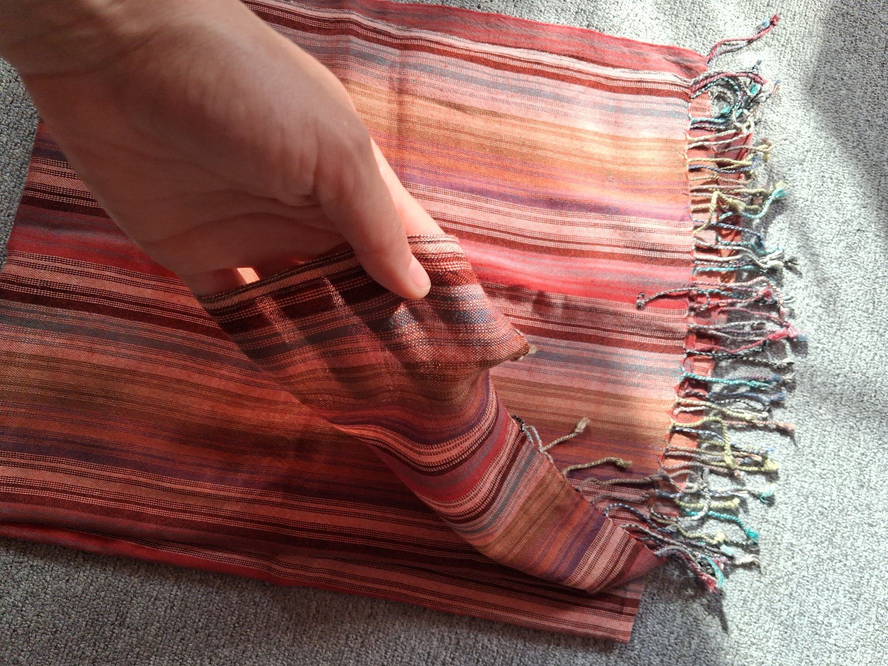 Foulards & écharpes: Baumwoll Schal gestreift farbig mit Fransen, neu – Neuf avec emballage d'origine à Wald ZH par e8e 4