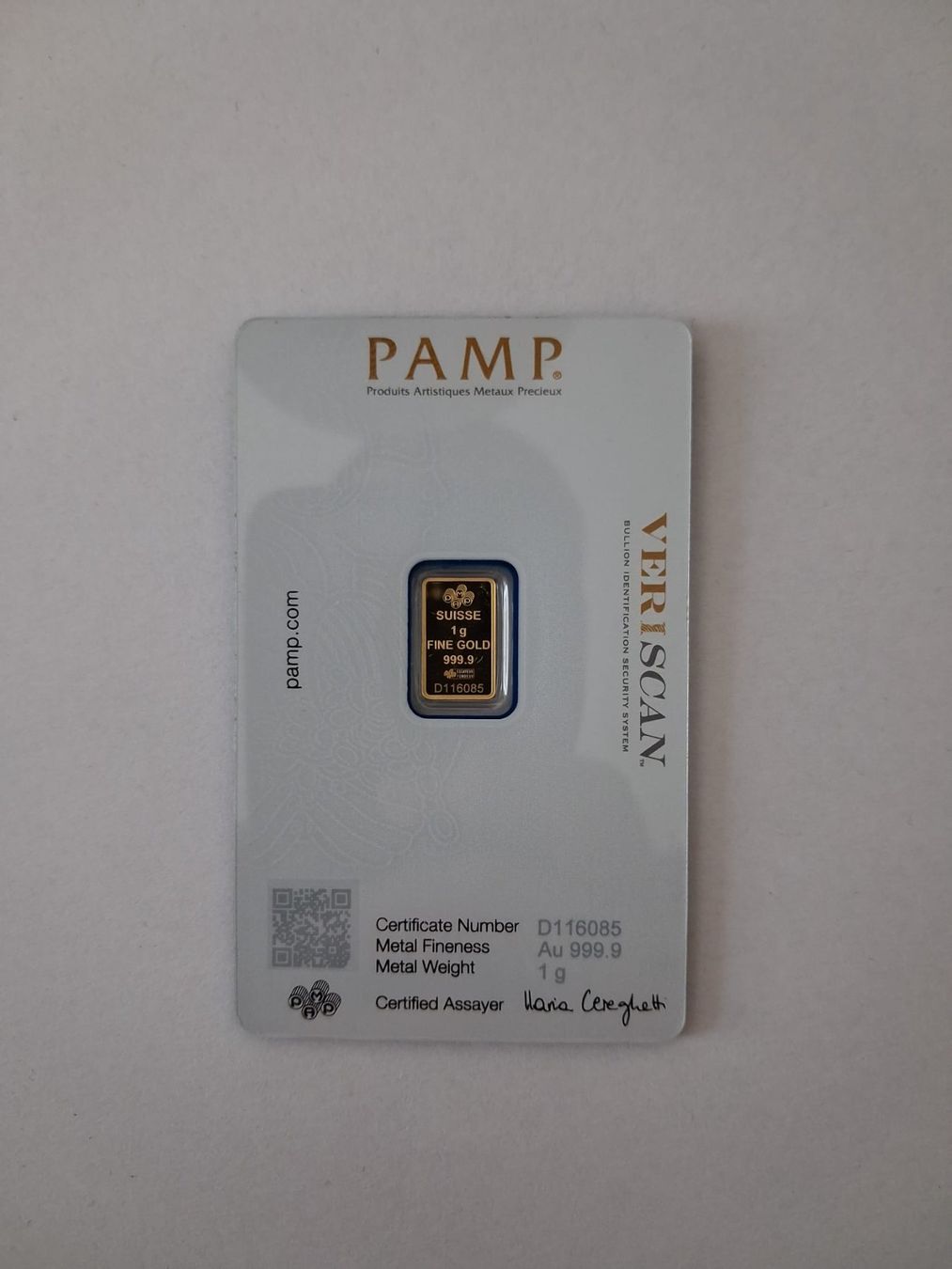 Pamp Metalli preziosi: PAMP Suisse 1g Or .9999 - Lingot scellé – Nuovo e nell'imballaggio originale da Dombresson venduto da Saluro 1