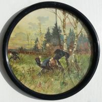 Zielscheibe Jagdscheibe mit Einschüssen gerahmt, um 1900 (3)