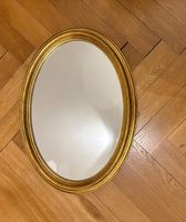 Ovaler Vintage Wandspiegel goldfarben – ca. 1982
