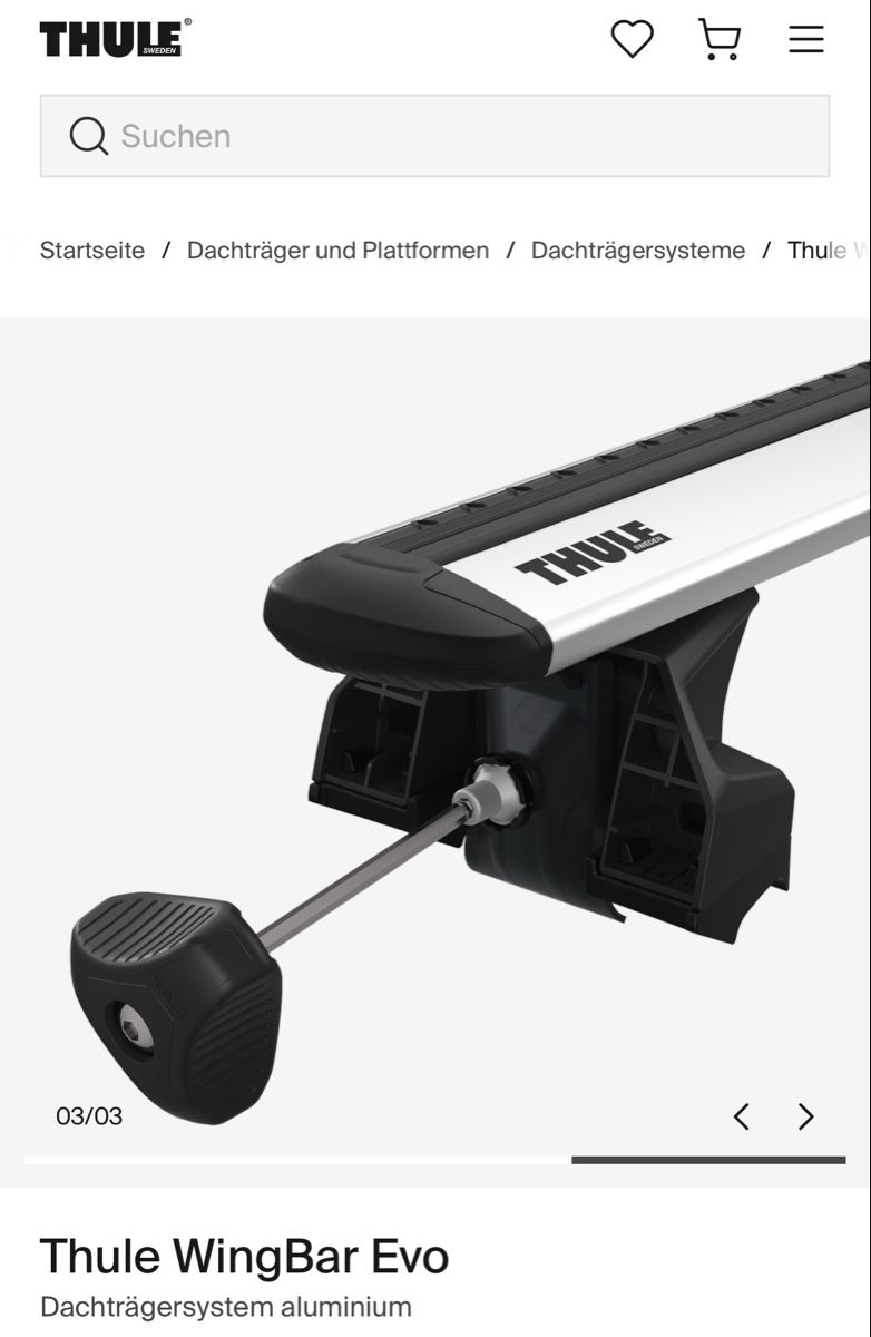 Thule Barres de toit: Thule WingBar Evo Dachträgersystem aluminium 127cm – D'occasion à Bolligen par Brunski 1