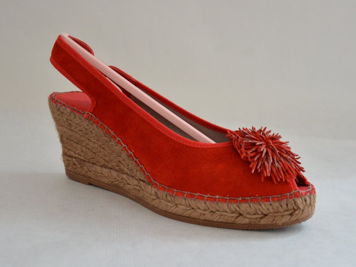 Scarpe da donna: Rote Keilsandalen Gr. 37, Sommerschuhe Espadrilles – Usato da Bern venduto da SecondWave 5