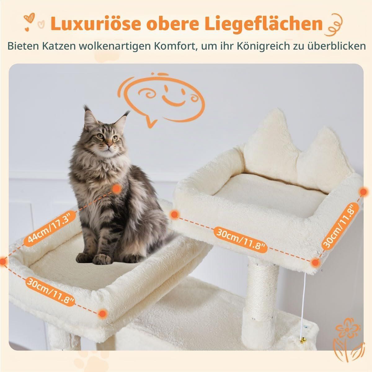 Arbres à chats: Kratzbaum 180cm Groß 2 Katzenhäuser Hängematte Beige – Neuf avec emballage d'origine à Schaffhausen par AllesMussRaus60 6