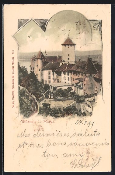 Cartoline postali: AK Morat, Château, 1899 – Usato da Berlin venduto da bartko-reher