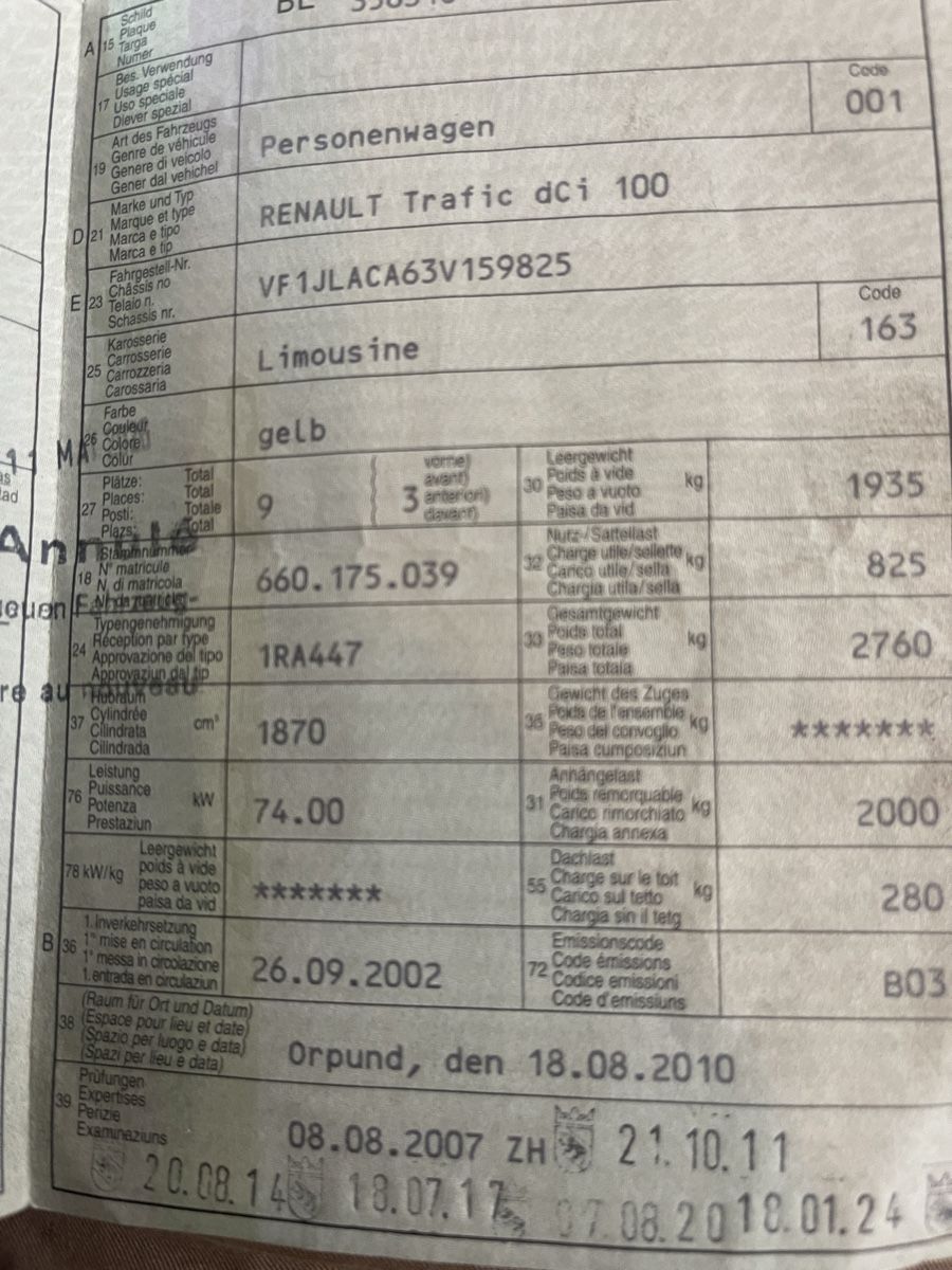 Renault Automobili: Renault Trafic dCi 100  9 sitzer – Usato da Basel venduto da Rikardo_1979 8
