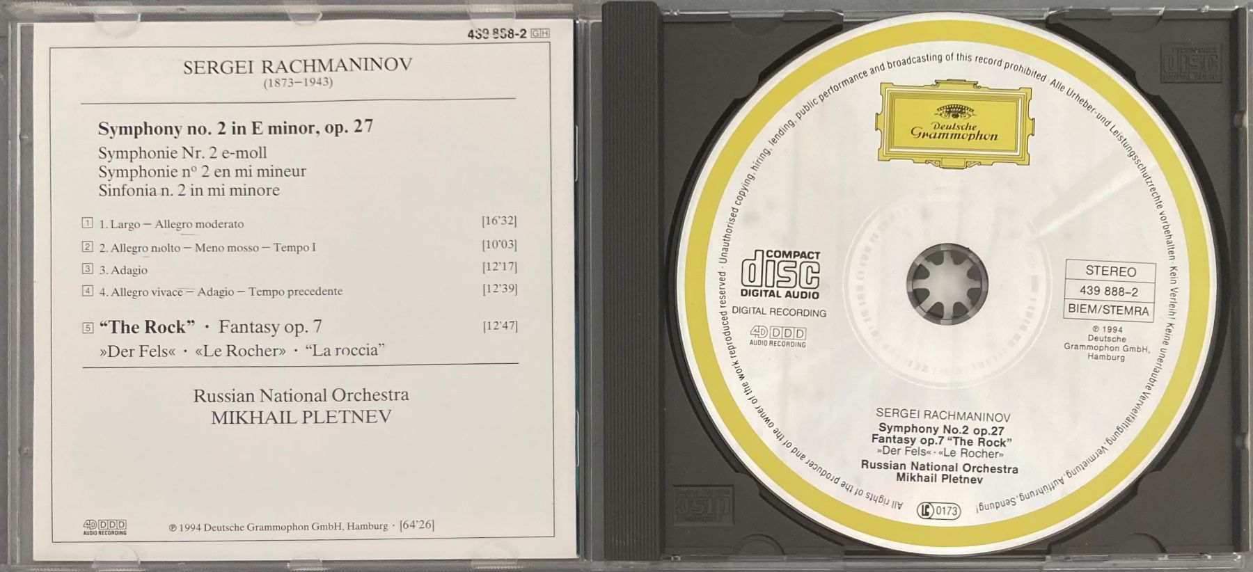CDs: RACHMANINOV..... - SYMPHONY NO. 2..... – Gebraucht aus Poliez-Pittet von Newtown-Records 2