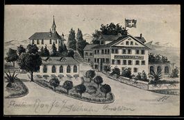 Flüeli, Kur- und Gasthaus mit Kirche