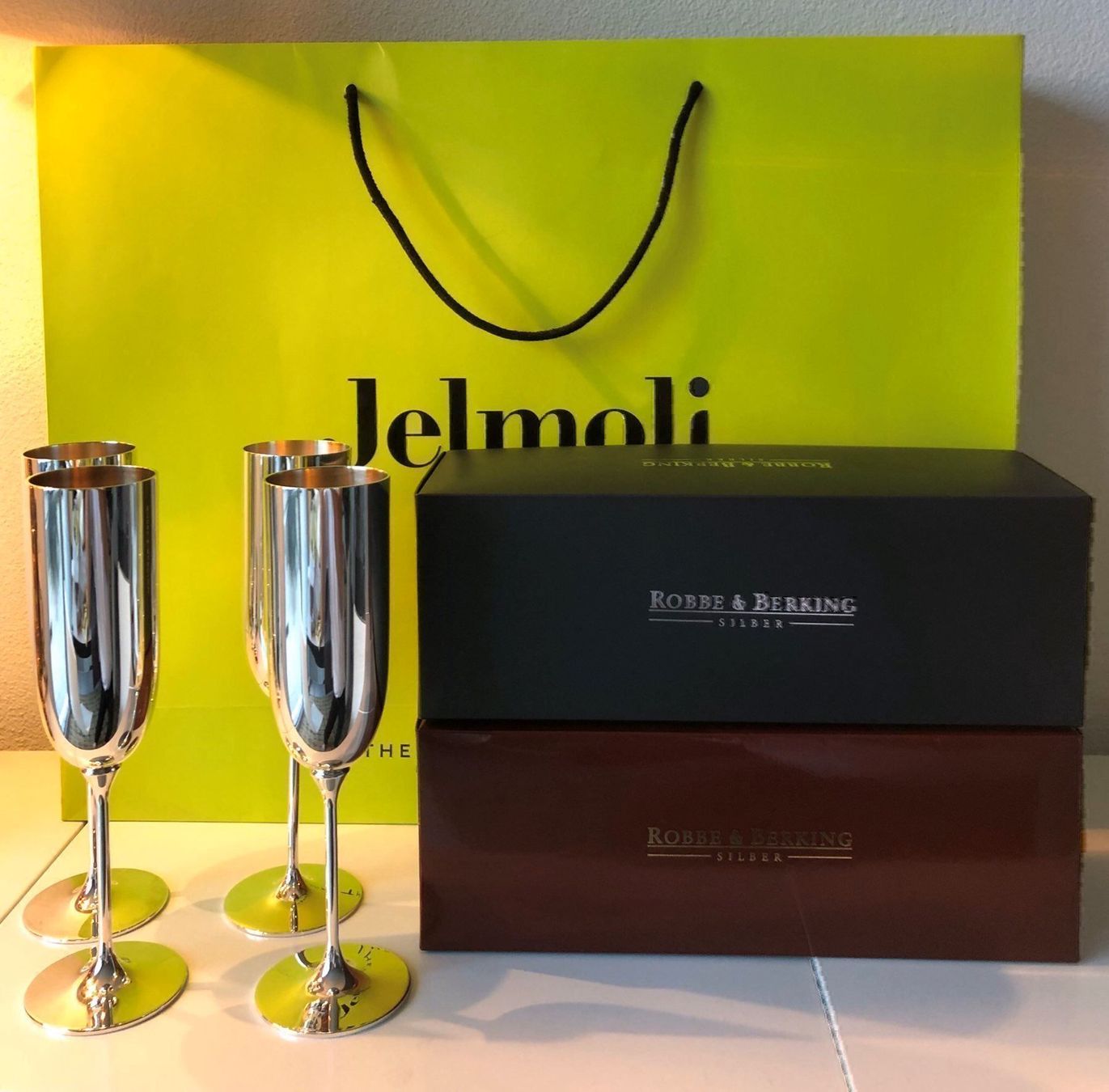 Robbe & Berking Bicchieri: 4 ROBBE & BERKING Champagnerkelche versilbert – Usato da Zürich venduto da Christian-Albert 1