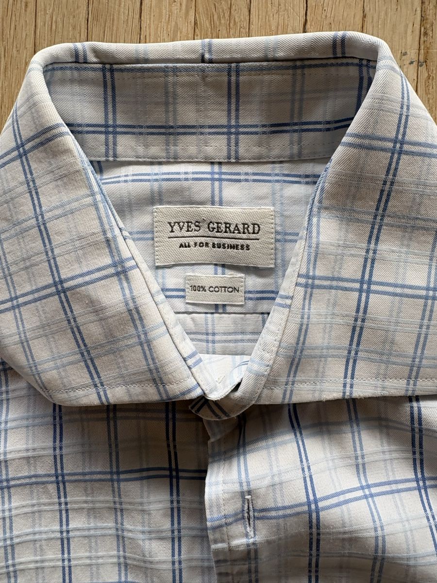 Camicie: Yves Gerard Shirt - Light Blue Checkered - Size 42 – Usato da Nyon venduto da Iamher