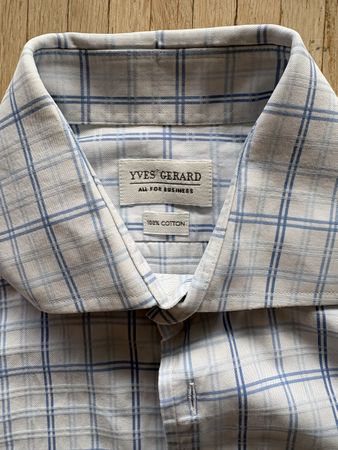 Yves Gerard Shirt - Light Blue Checkered - Size 42