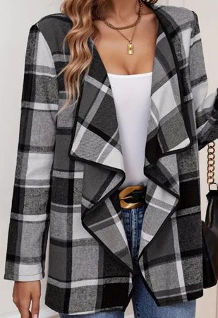 Cardigan Damen Gr. M, schwarz/weiss kariert, Jacke