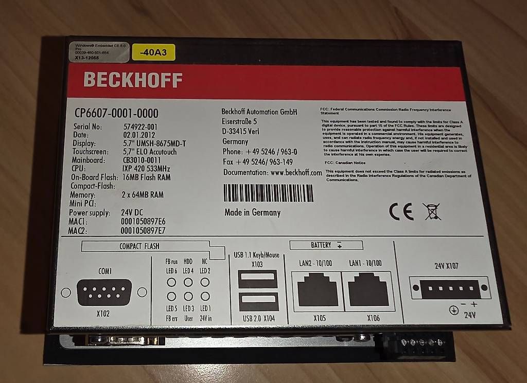 Steuerung: Beckhoff CP6607-001-0000 – Gebraucht aus Libingen von tho_ku 1