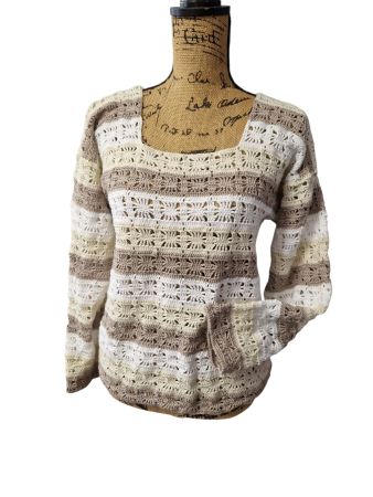 Pull dame fait main crochet T.38 Unique